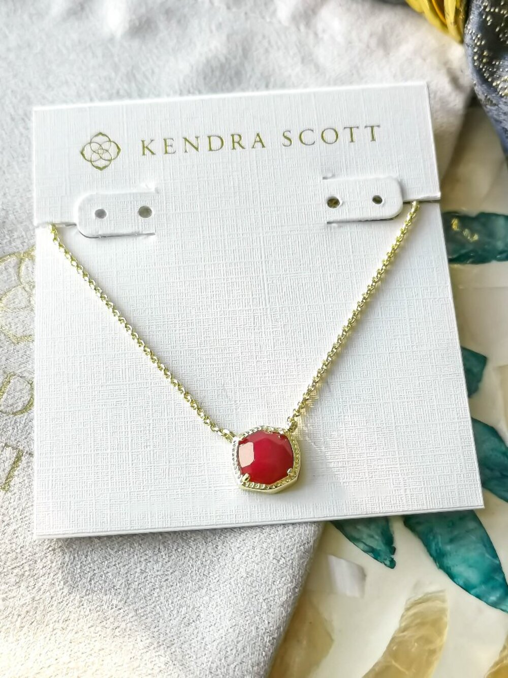 Kendra Scott Davie Gold Raspberry Labradorite Necklace NEW